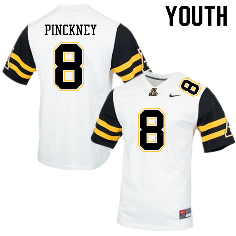 Youth #8 Jacoby Pinckney Appalachian State Mountaineers College Football Jerseys Sale-White